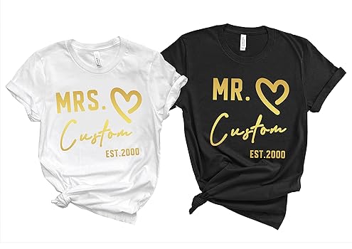 Amazon.com: Custom Couple Mr. and Mrs. T-Shirt, Matching